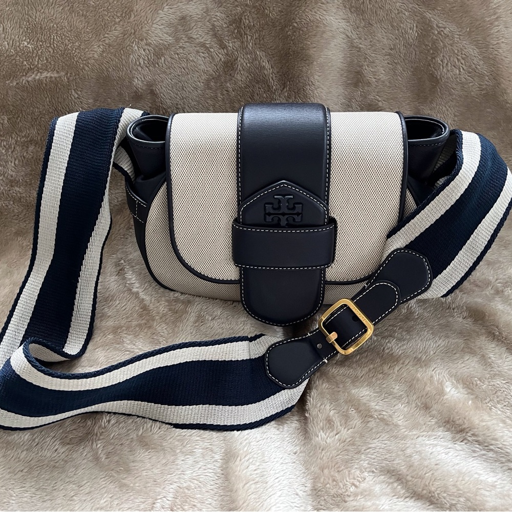 Tory Burch Navy and Cream Crossbody Bag